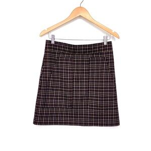 LOFT Fall & Winter Houndstooth Plaid Academia Faux Wool Mini Skirt Size XS